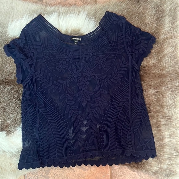 Express Tops - Express Blue Lace Top size Small